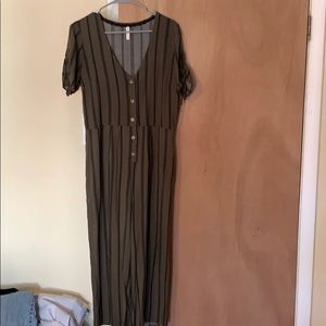 Striped Button Down Jumpsuit